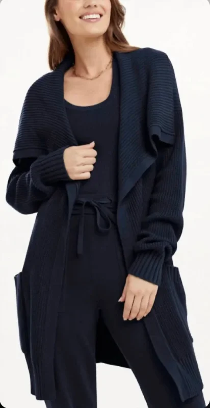 Women's Sporty Chic Clothes Talia Long Sleeve Cardigan In Navy