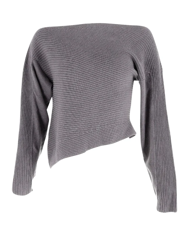 Women's Sporty Clothes Alexander Wang Off Shoulder Sweater in Grey Cotton