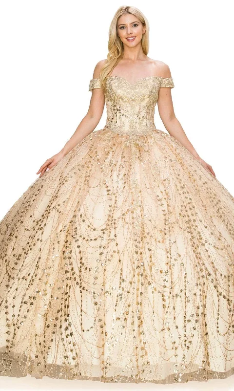 Women's Fashionable Clothing Sets Cinderella Couture 8033J - Off Shoulder Glitter Ballgown