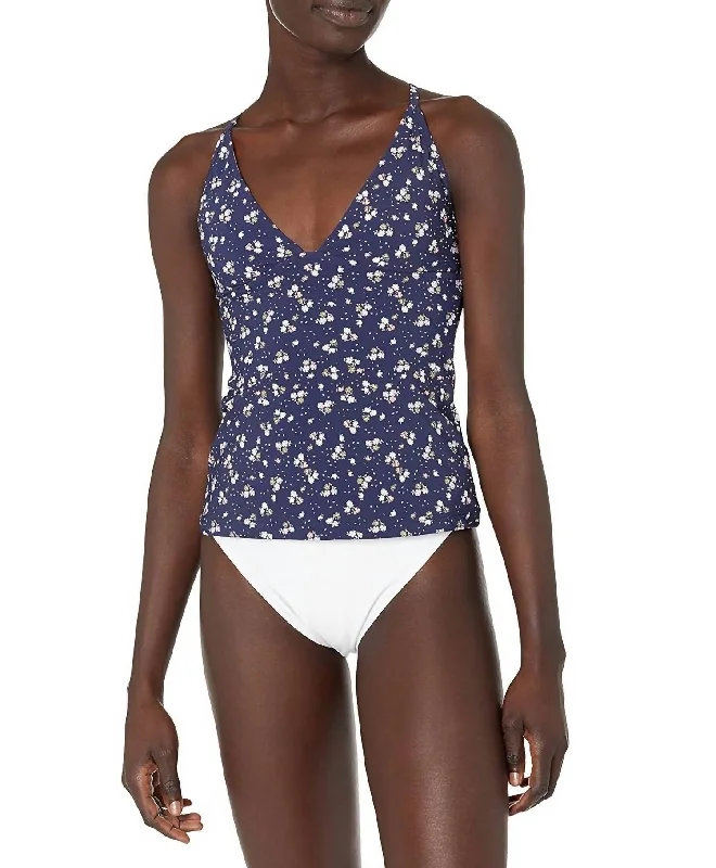 Shop Ladies Clothes Remix V Neck Tankini In Indigo