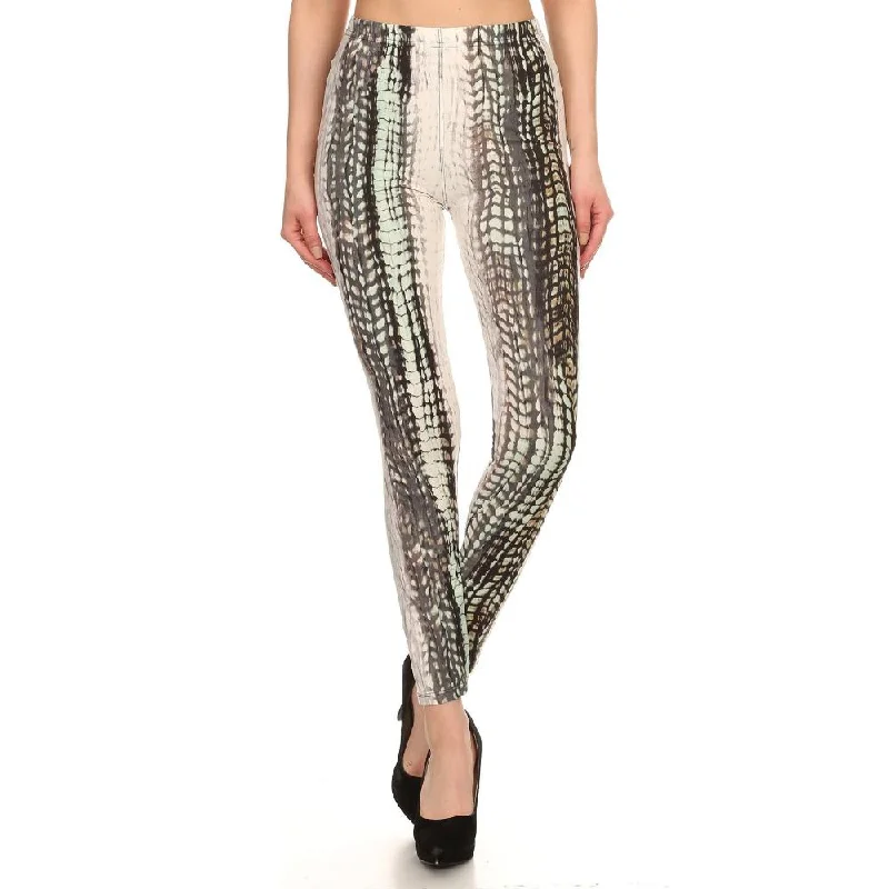 Women's Clothing For Everyday Wear Snake Scales Printed, High Waisted Leggings In Fitted Style With Elastic Waistband