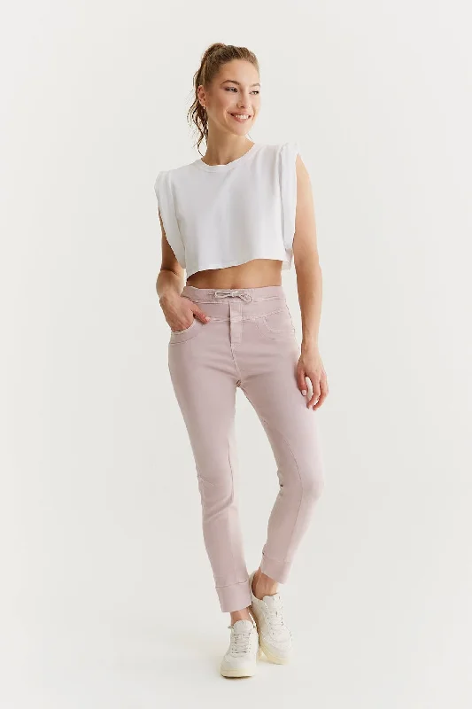 Casual Fashion Trends for Women Mila Mid Waist Jogger 5 Pocket Ankle Pants Lilac