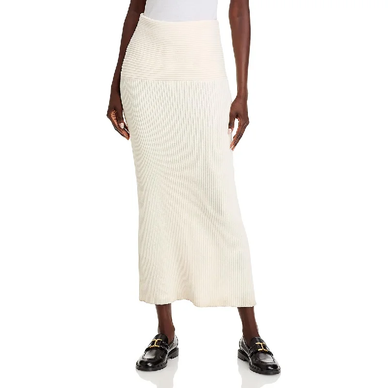 Women's Clothes Womens Ribbed Knit Midi Skirt