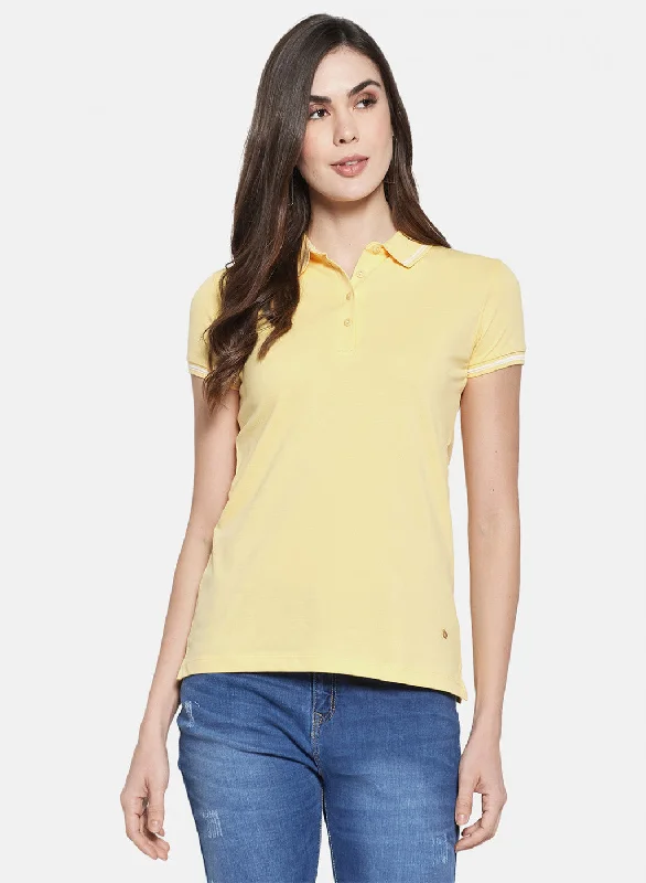 Best Online Boutiques Womens Yellow Plain T-Shirt