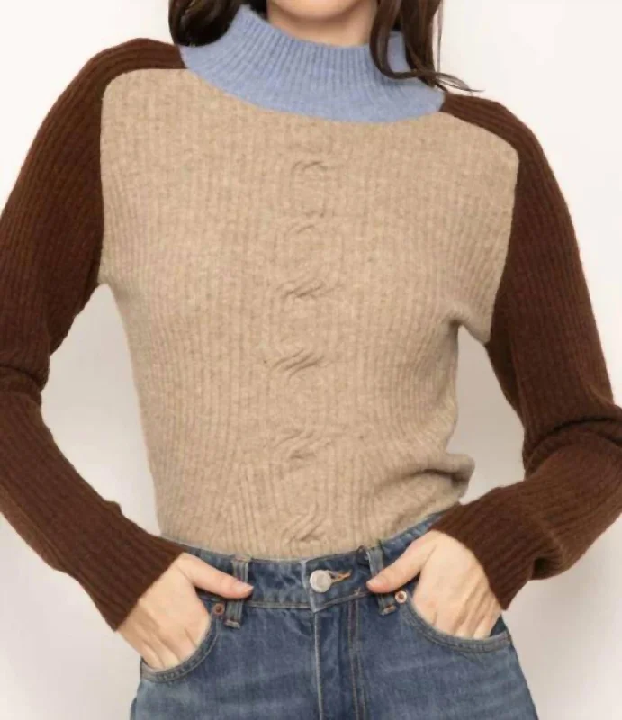 Women's Clothes for All-Day Comfort and Style Deacon Tuck Neck Cable Sweater In Chocolate