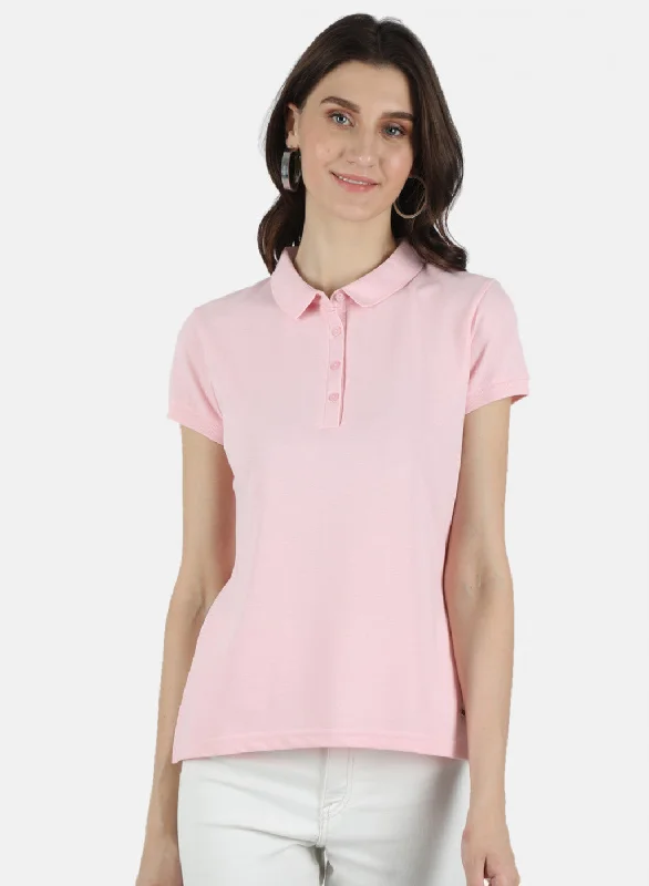 Women's Active Clothing Women Pink Plain T-Shirt