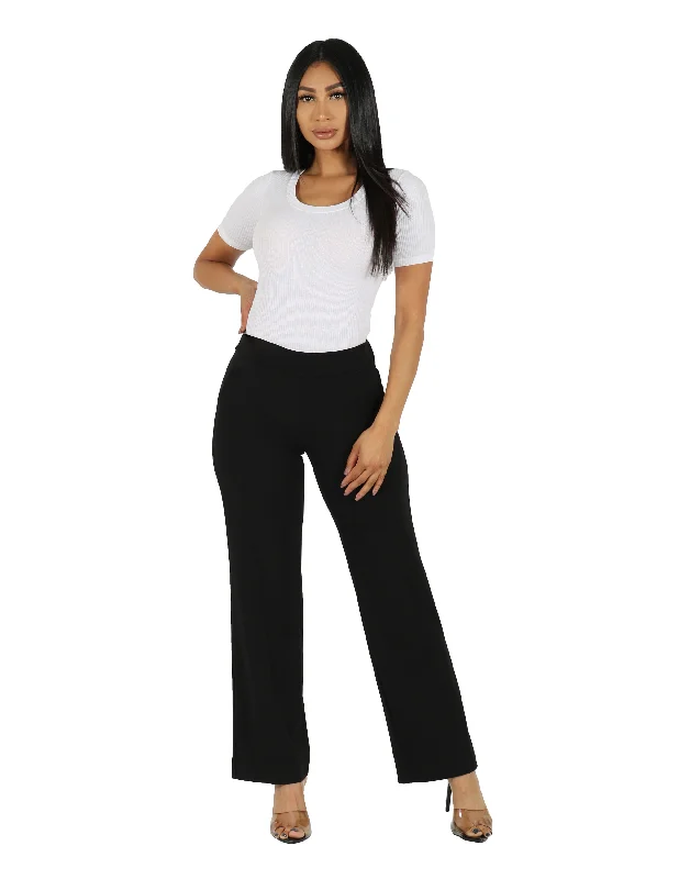 Best Online Boutiques Best Dressed Knit Crepe Solid Pull On Wide Leg Trouser