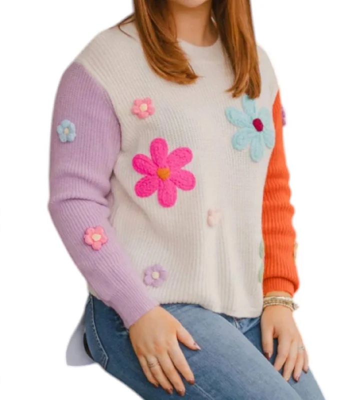 Affordable Women's Clothing Online Hadley Knitted Flower Top In Multi Color