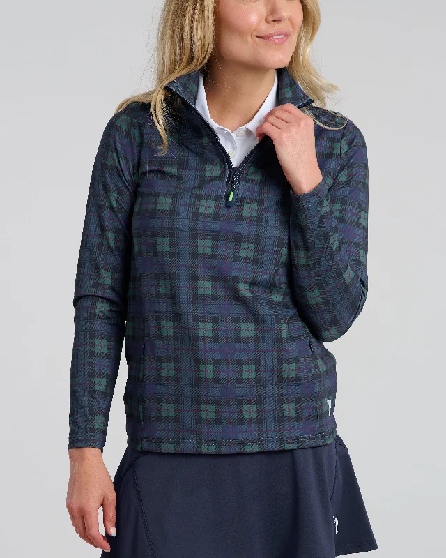 Women's Everyday Apparel Dark Tartan Women's Chip Shot Pocket Pullover