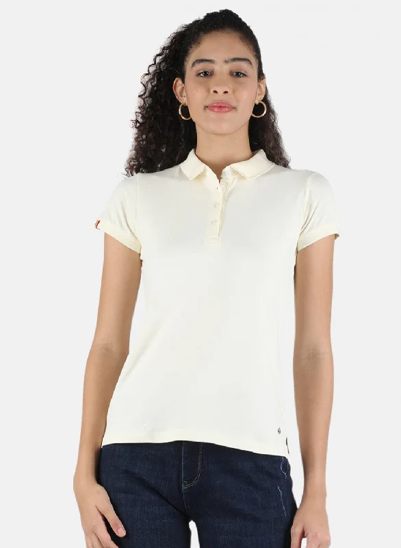 Luxury Women's Clothes Women Off White Plain T-Shirt