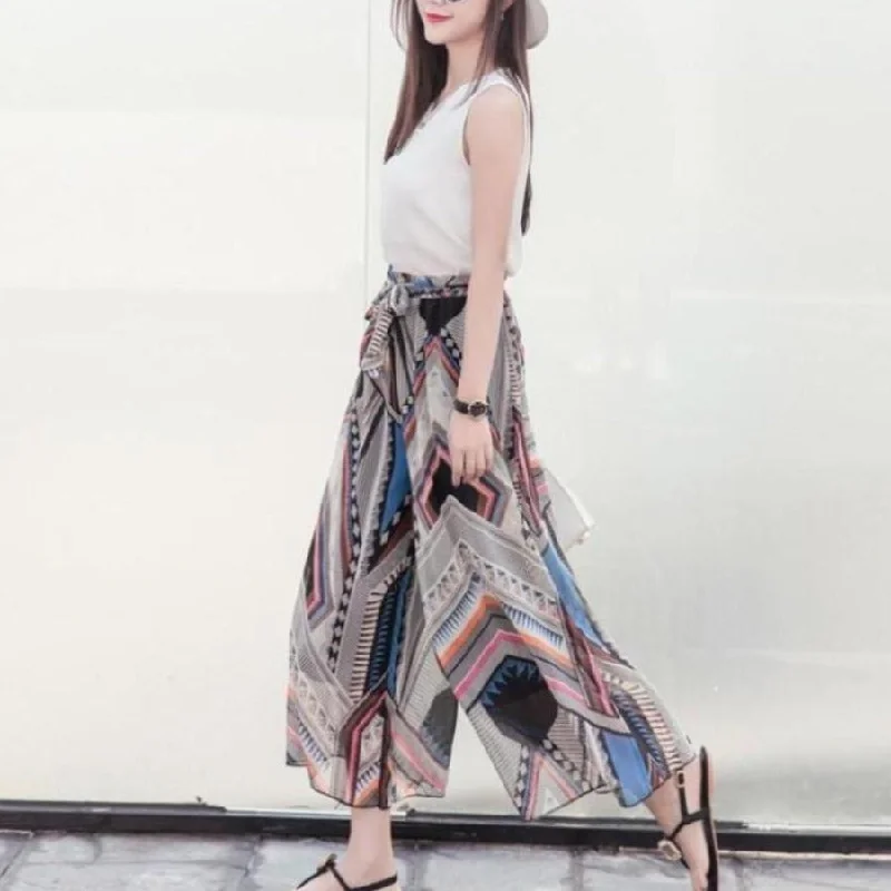 Women Wear Online Pattern Flowy Wide Leg Pants