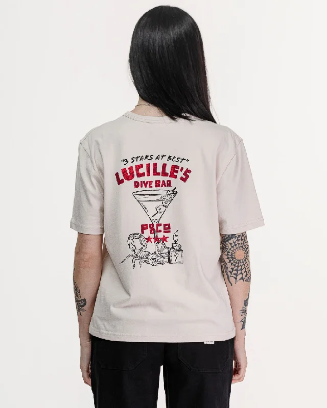 Women's Trendy Activewear Apparel Lucille's Dive Bar T-Shirt - Bone