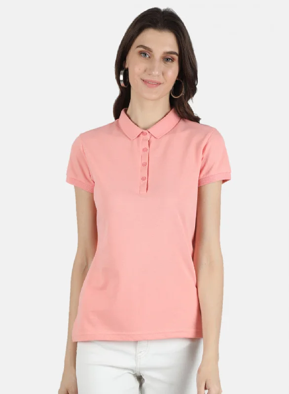 Women's Clothing For Special Occasions Women Peach Plain T-Shirt