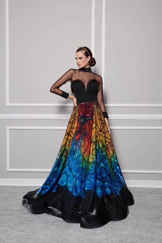 Women's Formal Apparel MNM Couture F02825 - Illusion Long Sleeve Evening Gown