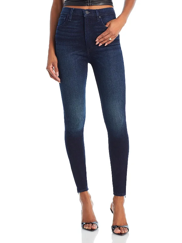 Stylish Women's Outfit Womens High Rise Dark Wash Skinny Jeans