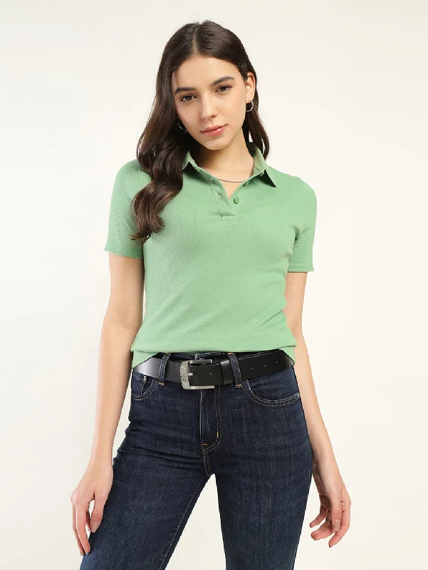 Exclusive Discount Women's Solid Slim Fit Polo T-Shirt