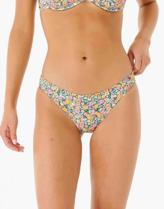 Timeless Women's Clothing Afterglow Floral Bikini Bottom In Green Multi