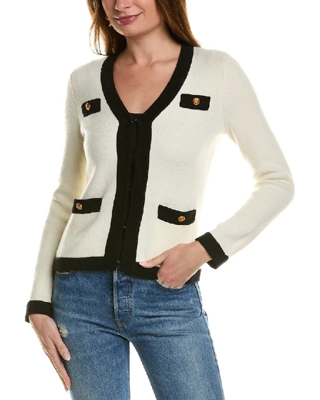 Women's Casual Wear Clothing sofiacashmere Contrast Trim Wool & Cashmere-Blend Cardigan