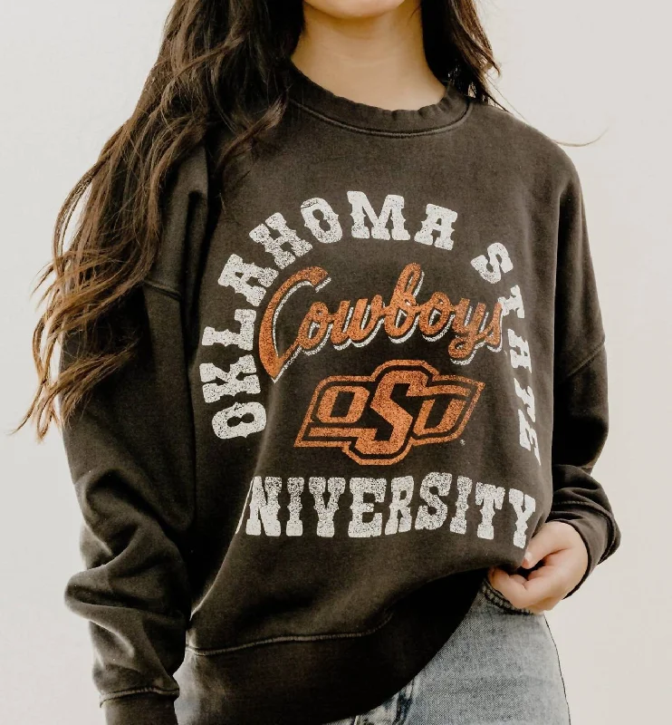 Women's High-Fashion Attire Osu Cowboys Draft Hi-Dive Sweatshirt In Black