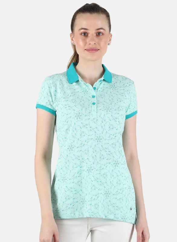 Women's Vintage-Inspired Clothing Women Aqua Blue Printed T-Shirt