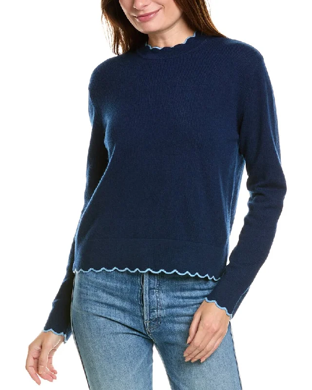 Sale For Women Forte Cashmere Scallop Edge Boxy Cashmere Sweater