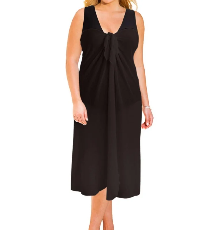 Online Boutique Stores Sun Diva Plus Size Long Pareo Cover Up In Black