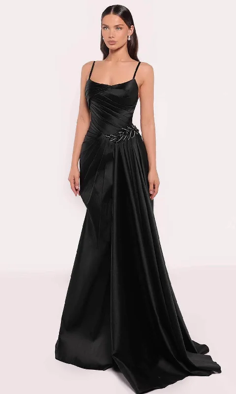 Women's Evening Wear Attire Tarik Ediz 98756 - Scoop Pleated Evening Gown