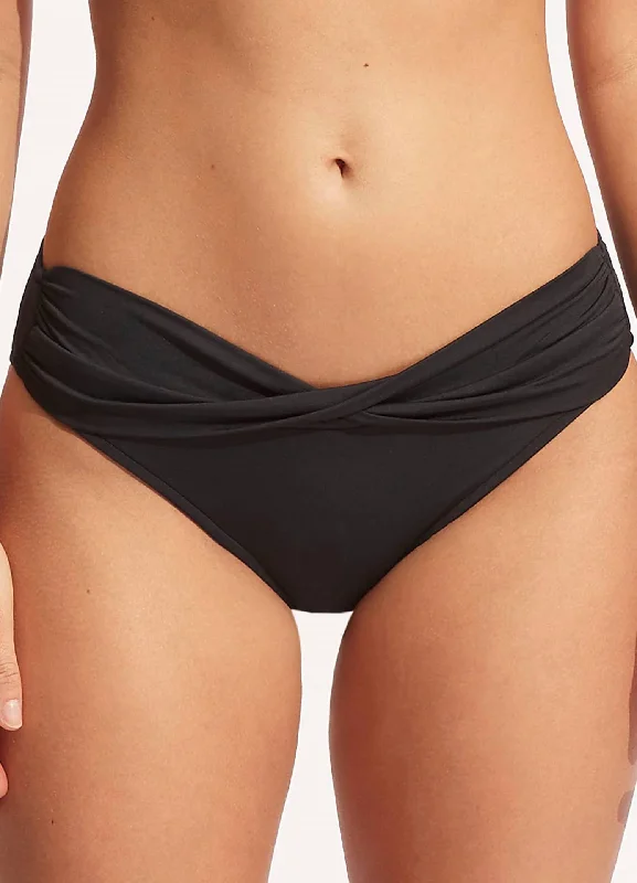 Sustainable Women's Clothing Twist Band Hipster Bottom In Black