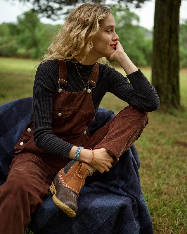 Charming Women's Holiday Apparel Women's Overalls in Brown Corduroy