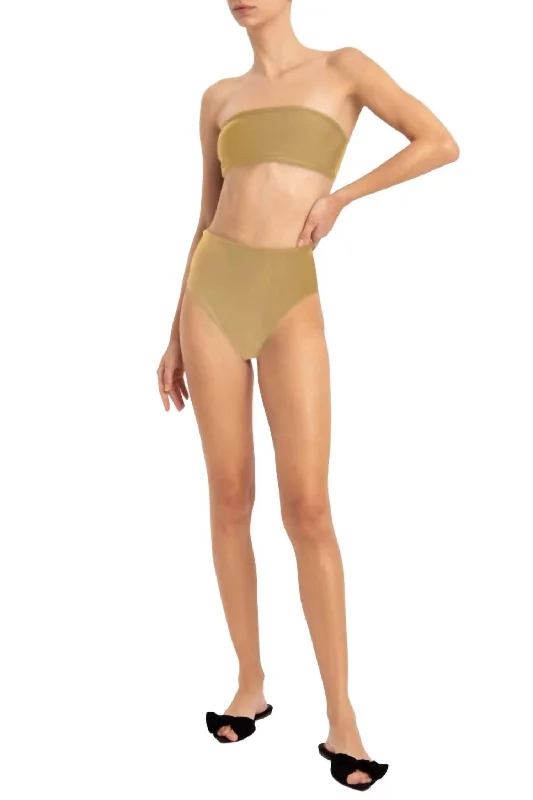 Women's Clothes For The Office Timeless High Leg Bandeau Bikini In Green Dune