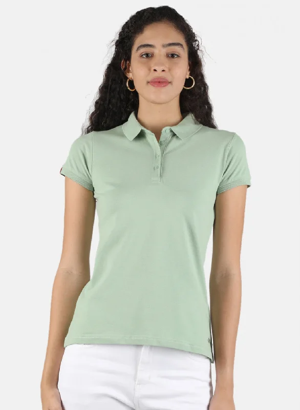 Affordable Women's Clothes Women Green Plain T-Shirt