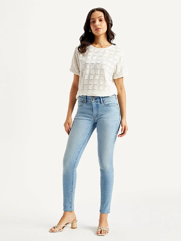 Women's Elegant Evening Outfit Women's Mid Rise 711 Skinny Light Blue Jeans