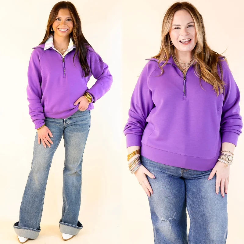 Trendy Boutique Online SPANX | AirEssentials Half Zip in Vibrant Lilac Purple