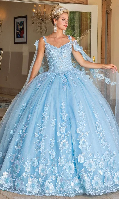 Women's Holiday Apparel Dancing Queen 1778 - Sheer Cape Sweetheart Ballgown