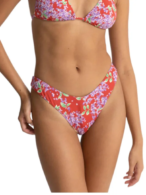 Modern Women's Clothes Isle Floral Hi Cut Bikini Bottom In Red