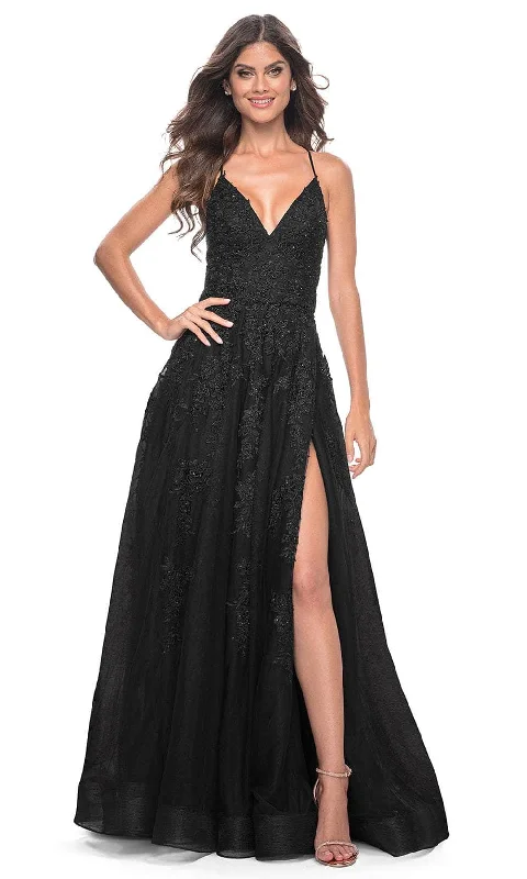 Women's Fashion Clothing La Femme 32303 - Sleeveless Rhinestone Lace Prom Gown