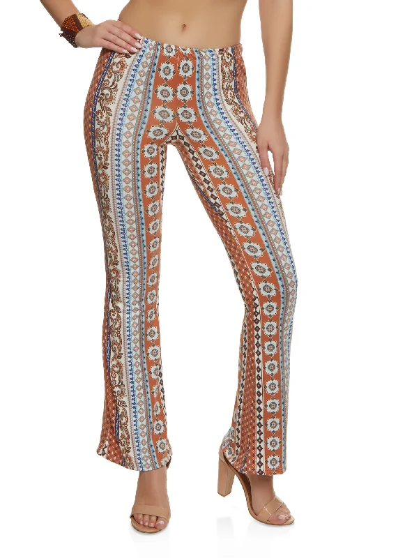 Exclusive Online Sale Mixed Print Boho Flare Pants