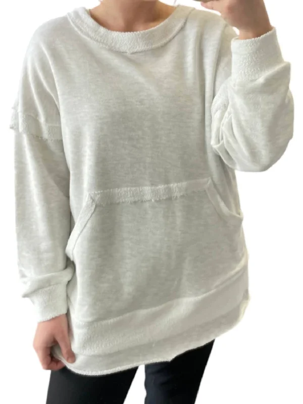 Women's Trendy Activewear Apparel Terry Pullover Sweater In Ash Grey