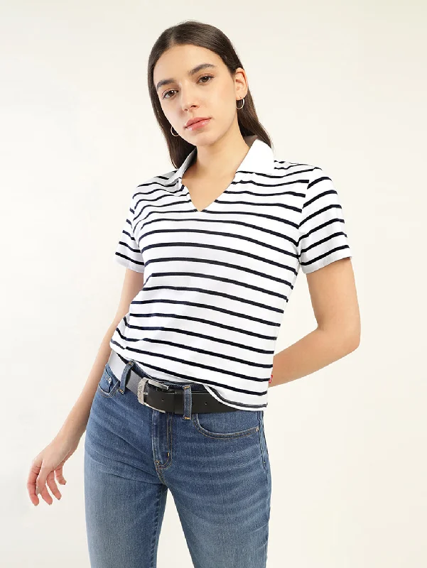 Winter Wardrobe Clearance Women's Striped Polo T-Shirt