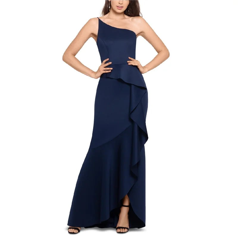 Women's High-End Clothing XSCAPE Womens Ruffle-Front Gown Dress, Blue, 8