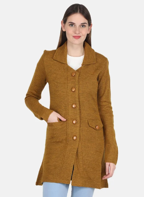 Women's Activewear Garments Women Mustard Self design Coat