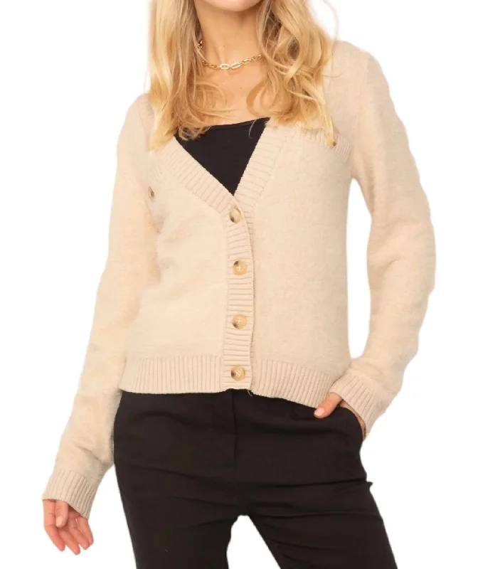 Trendy Boutiques Online Kaylen Eyelash Cardigan In Bone