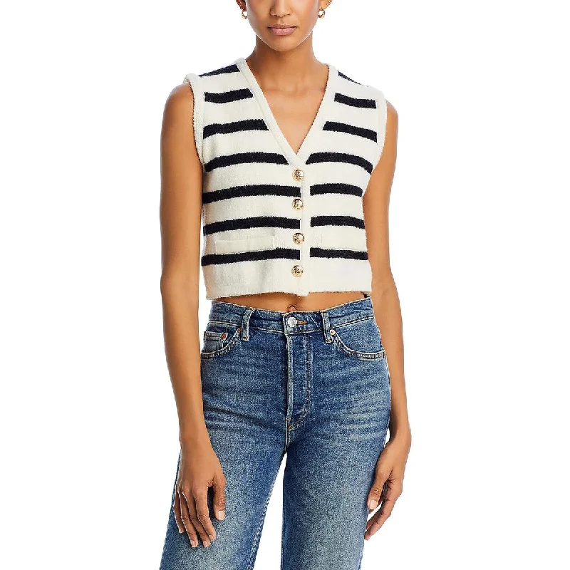 Trendy Athleisure Clothing For Women Tumi Womens Striped Button-Down Tank Top Sweater