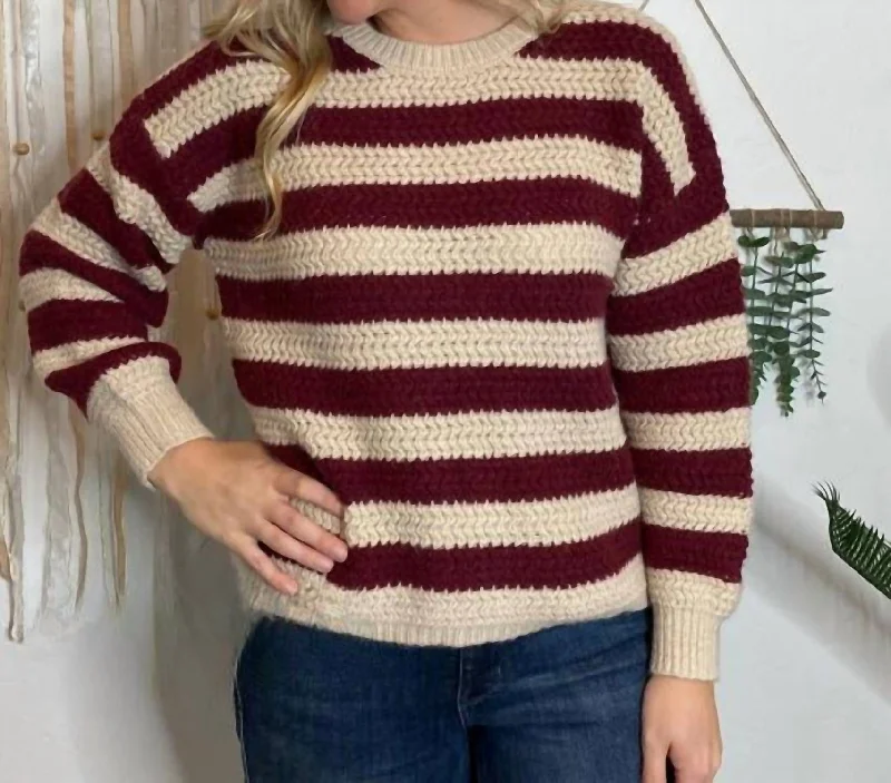 Sale Clearance Striped Sweater In Oxblood