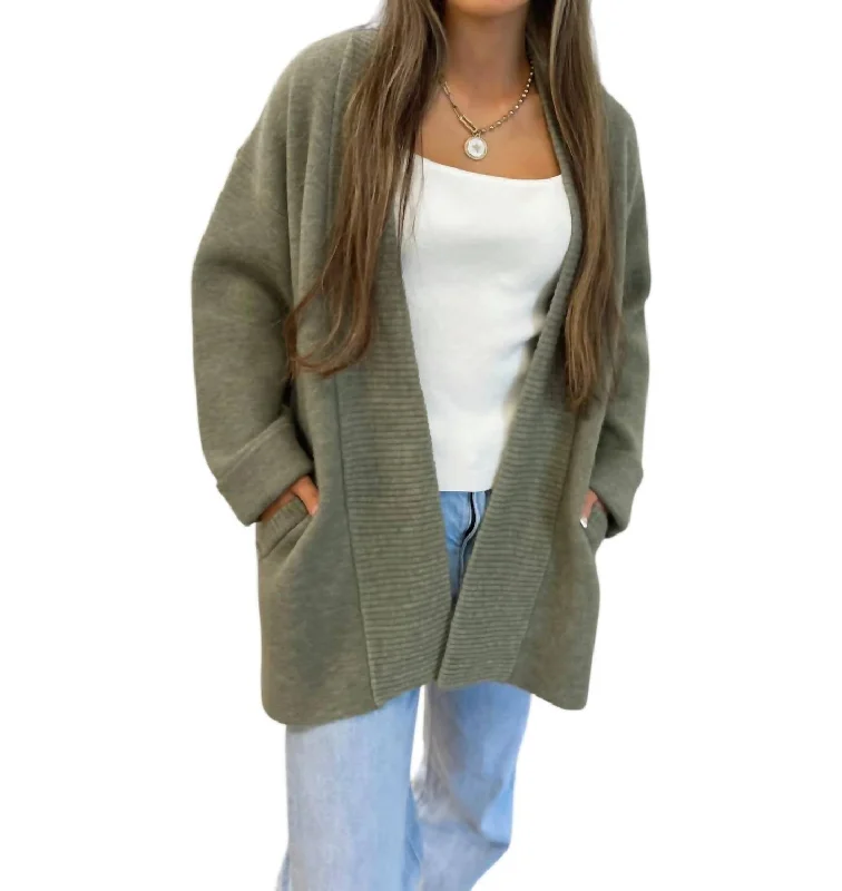 Discount Store Open Pocket Cardigan In Olive