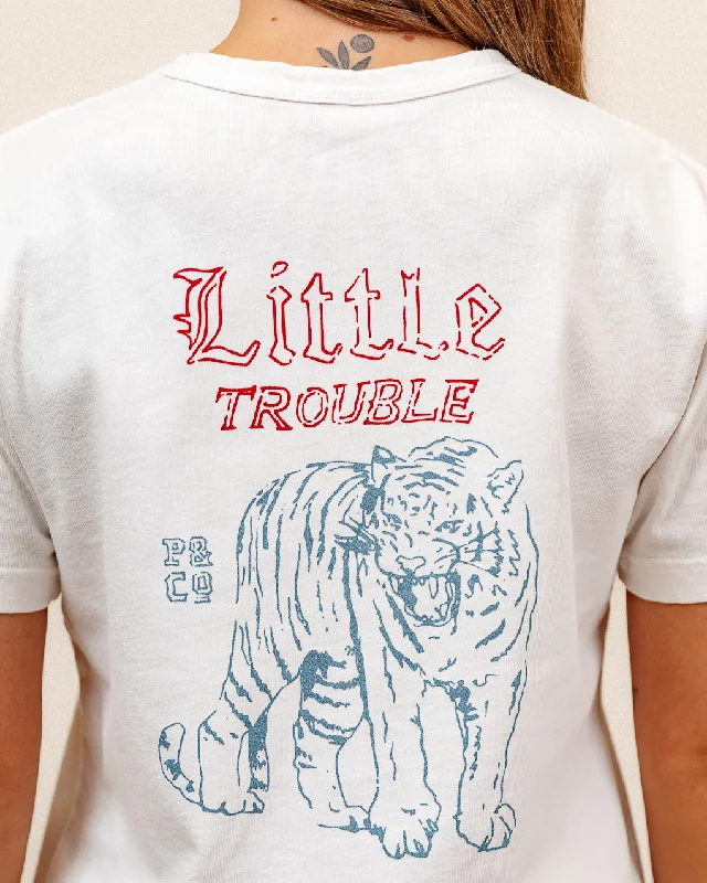 Women's Trendy Casual Clothes Little Trouble T-Shirt - Off White