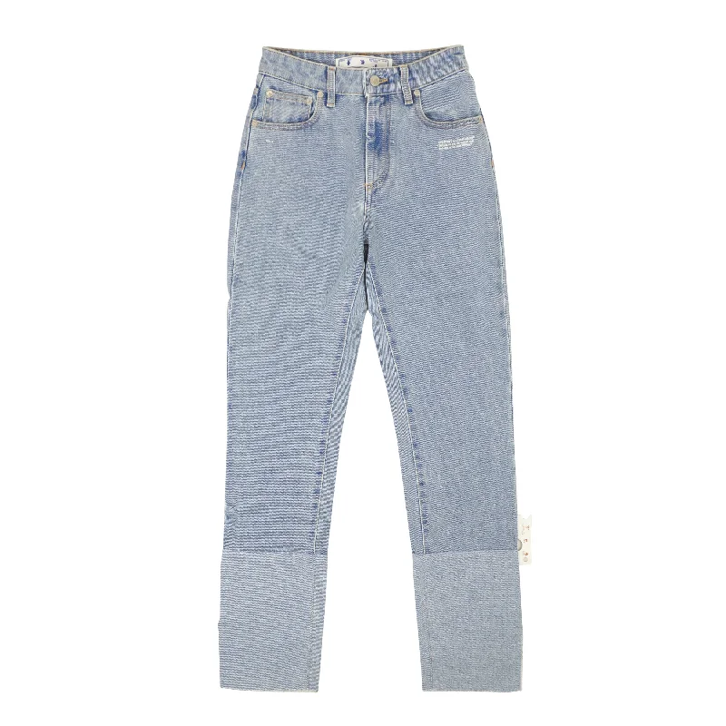 Clothing Sales Blue Two Tone Straight Jeans