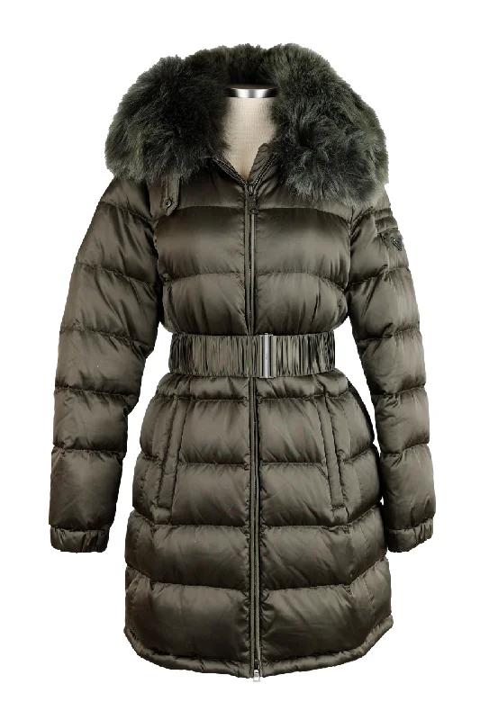 Women's Sporty Chic Clothes Down Fur Trim Parka