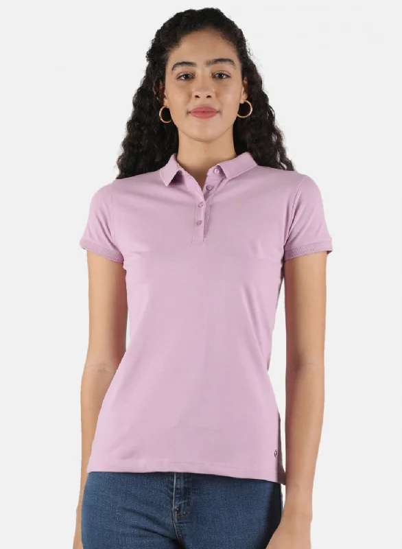 Women's Clothing Sets Women Purple Plain T-Shirt