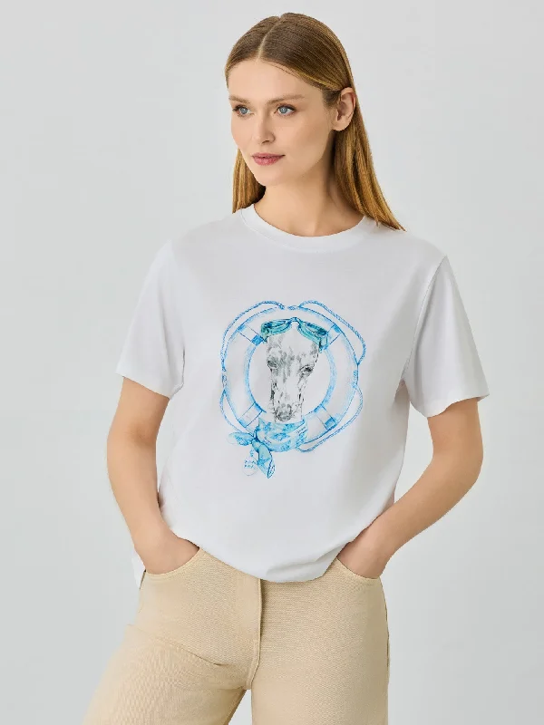 Women's Tops And Clothing Regular Fit T-shirt In Organic Cotton With Aquarius Sign